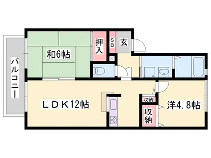 ディアス宮脇(2LDK/1階)の間取り写真