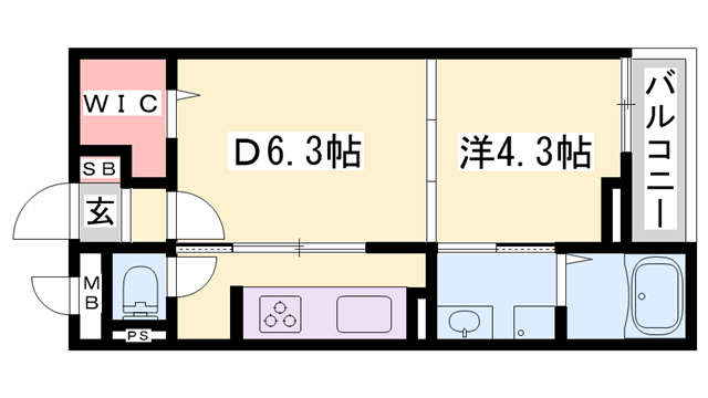 フィレールデュトラジャⅦ(1DK/2階)の間取り写真