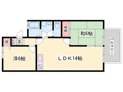 OAFLAT東南B(2LDK/1階)の間取り写真
