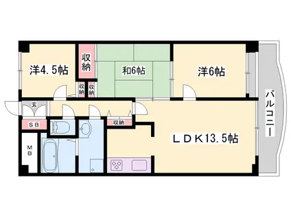 グラースガーデン今宿(3LDK/5階)の間取り写真