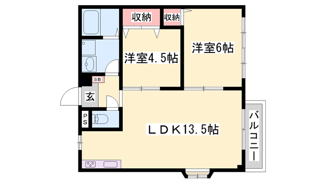 エルディム松本(2LDK/2階)の間取り写真