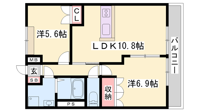 エルシオンⅠ(2LDK/1階)の間取り写真