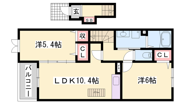 ドルチェ Ⅱ(2LDK/2階)の間取り写真