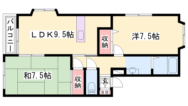 メゾン付城(2LDK/2階)の間取り写真