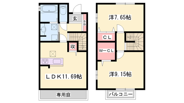 ブライト仁壽(2LDK/1階)の間取り写真