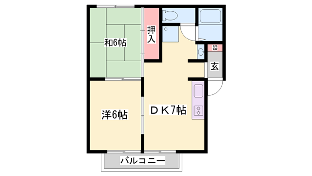 シャトー大半田 Ⅰ棟(2DK/2階)の間取り写真