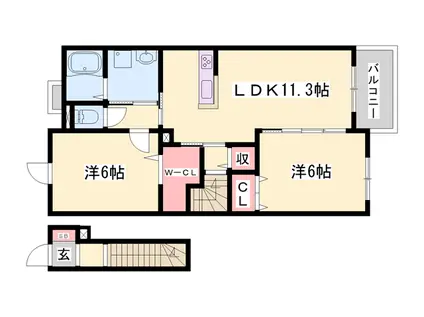 シーズンズコンフォートⅡ(2LDK/2階)の間取り写真