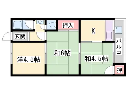 パールハイツ(3K/2階)の間取り写真