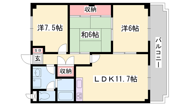 マリッチ今宿(3LDK/3階)の間取り写真