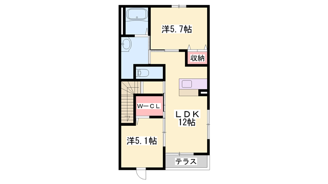 ハーバーサイド別府(2LDK/2階)の間取り写真