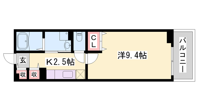 アウローラ市川(1K/1階)の間取り写真