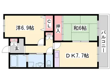 サンワプラザ福崎Ⅲ(2DK/2階)の間取り写真