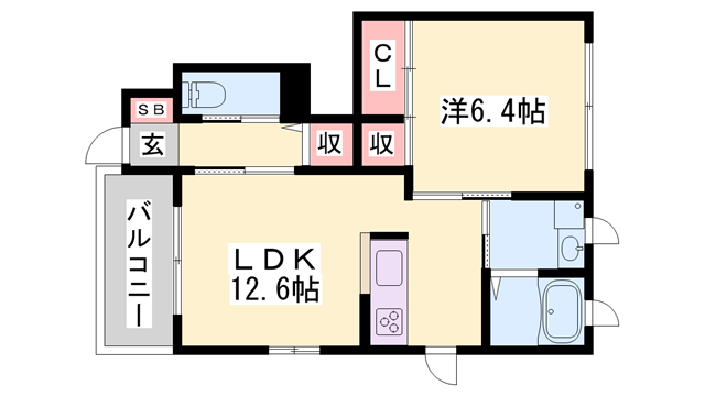 RAN-CHU(1LDK/1階)の間取り写真