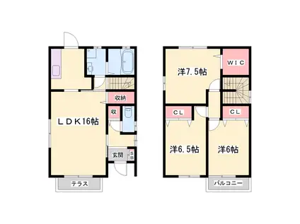 神戸電鉄粟生線 緑が丘駅(兵庫) 徒歩10分 2階建 築19年(3LDK)の間取り写真