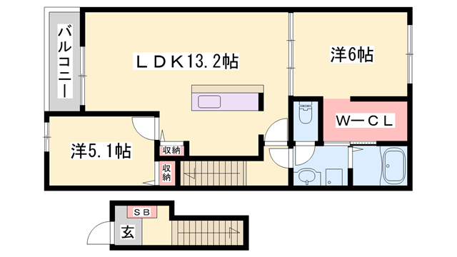 ベル・セーズⅠ(2LDK/2階)の間取り写真