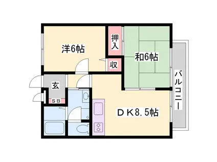 ハイツサンシティ保城(2DK/1階)の間取り写真