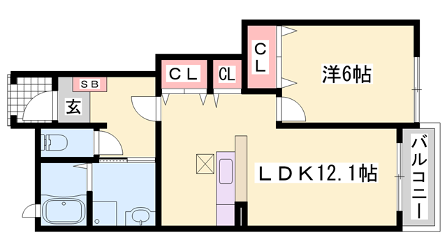 サンハイツⅢ(1LDK/1階)の間取り写真