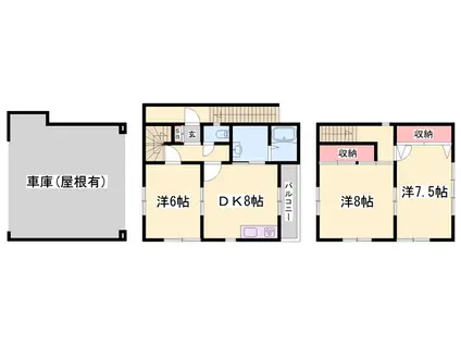 細江メゾネット(3DK/2階)の間取り写真