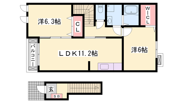 マーベラス・アンジュ1(2LDK/2階)の間取り写真