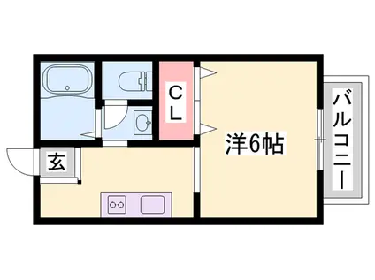 リヴェール北代(1K/1階)の間取り写真