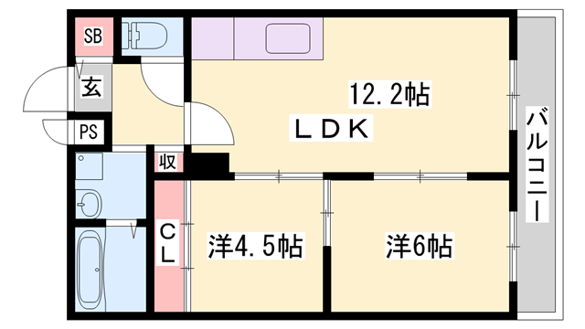 T-BLD神屋町(2LDK/2階)の間取り写真