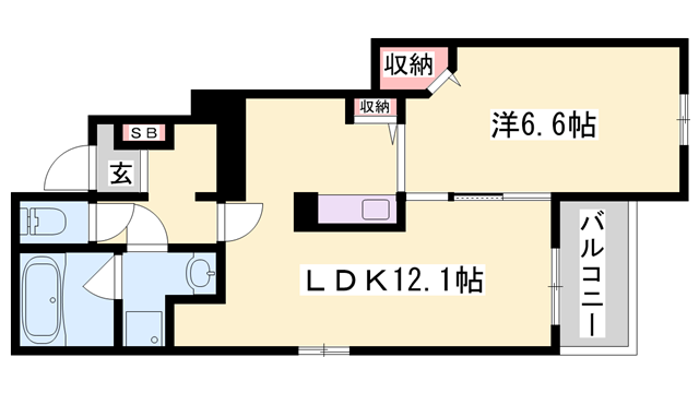 サニーガーデン B(1LDK/1階)の間取り写真