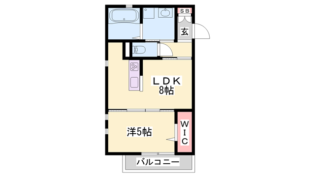 コンフォート黒崎(1LDK/2階)の間取り写真