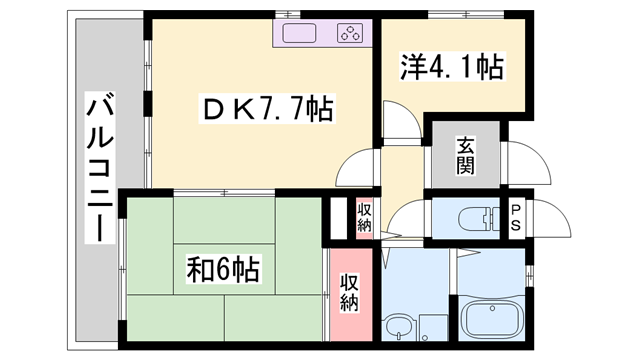 ラ・メール大塩(2DK/1階)の間取り写真