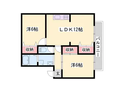 グランメゾン・I B棟(2LDK/2階)の間取り写真