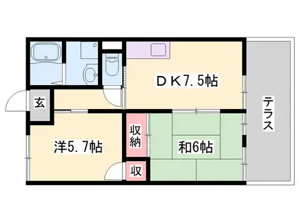 メゾン・ドゥ・キャトルセゾン(2LDK/1階)の間取り写真