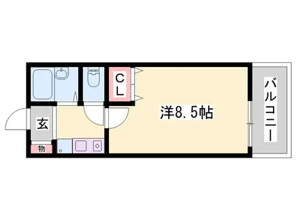 クリスタルAウエスト(1K/1階)の間取り写真