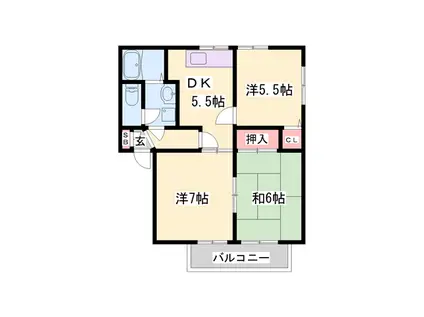 ディアス・オークラ(3DK/2階)の間取り写真