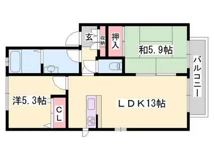 ウエストサイドコート(2LDK/1階)の間取り写真