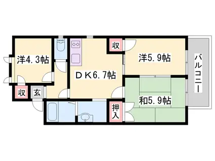 ガーデンハイツ緑ケ丘CD(3DK/2階)の間取り写真