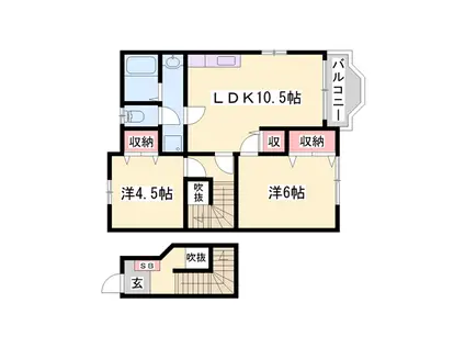 ジョリーパーク(2LDK/2階)の間取り写真