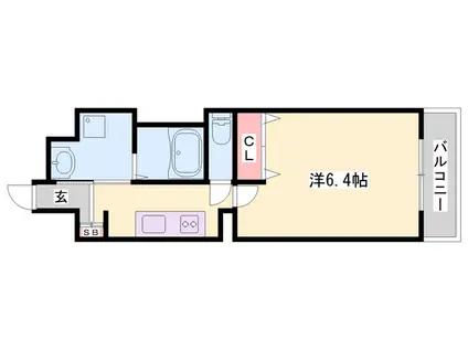 インタービレッジ船丘(1K/7階)の間取り写真
