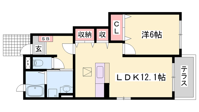 アメニティカスガⅤ(1LDK/1階)の間取り写真