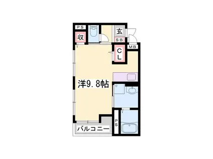 フィレール デュ トラジャⅢ(1K/1階)の間取り写真