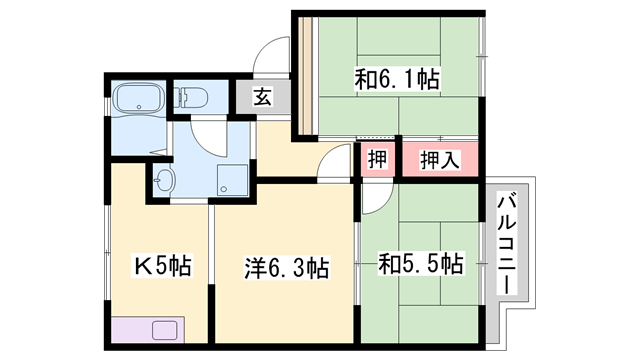 中津ハイツ(3K/2階)の間取り写真
