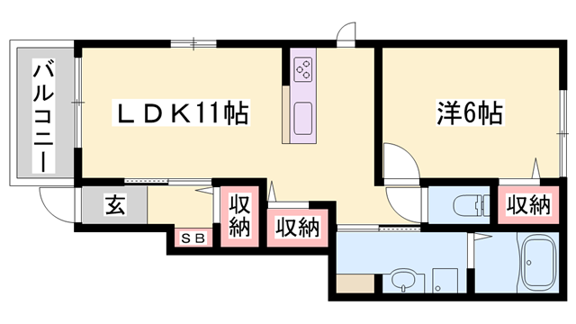 ソレイユⅠ番館(1LDK/1階)の間取り写真