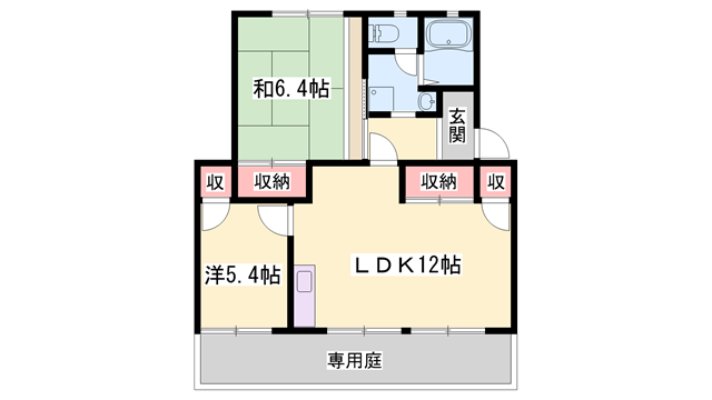 フレグランス粟津(2LDK/1階)の間取り写真
