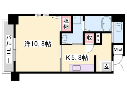 ライフタウンⅢ(1K/8階)の間取り写真