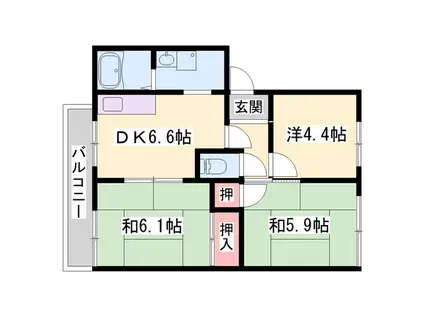 サンシティハイツ(3DK/1階)の間取り写真