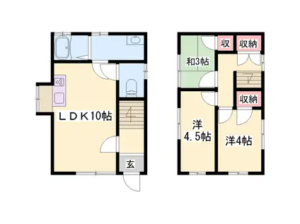 播但線 鶴居駅 徒歩16分 2階建 築33年(3LDK)の間取り写真
