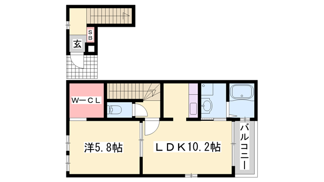 ボニートショコラ1(1LDK/2階)の間取り写真