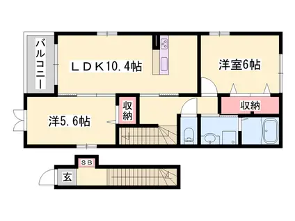 ボニート・シエル(2LDK/2階)の間取り写真