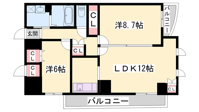 シエル青山(2LDK/4階)の間取り写真