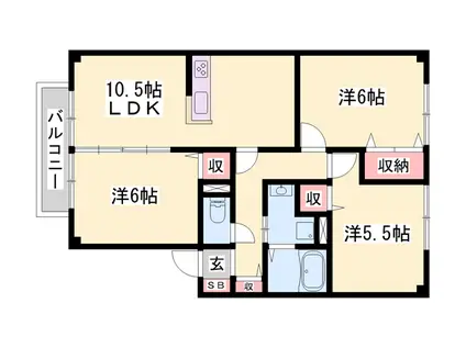 スカイピア(3LDK/1階)の間取り写真