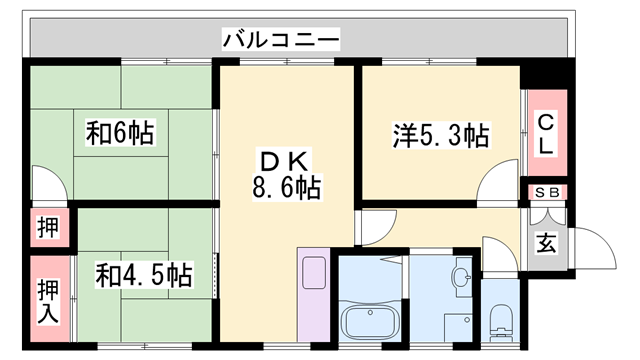 レスポール(3LDK/1階)の間取り写真