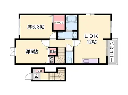 スモールヴィレッジⅡ(2LDK/2階)の間取り写真